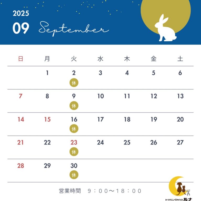 2025年9月お休みカレンダー0902